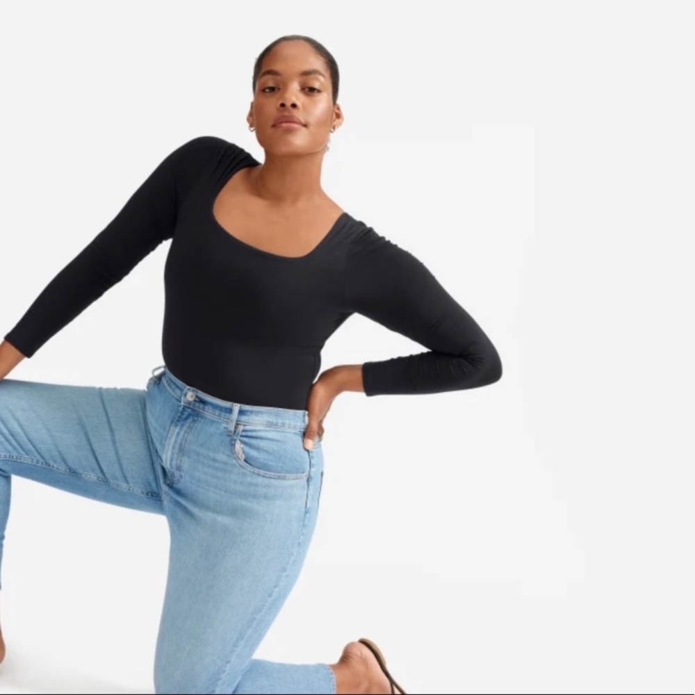 Everlane square neck bodysuit in black